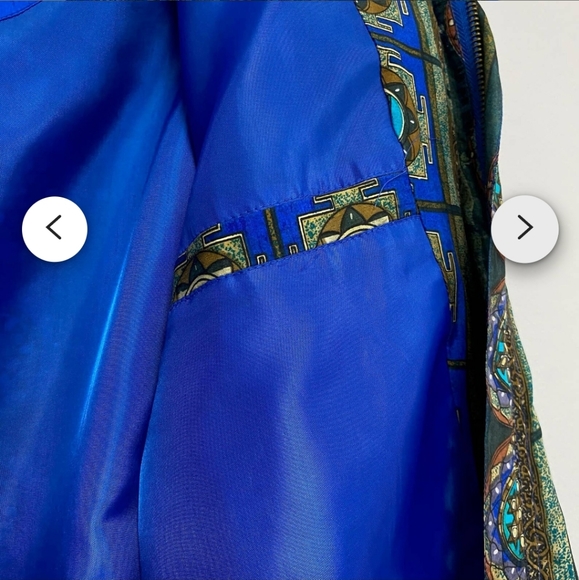 Unique Vintage Coaco Womens Size Large Printed Silk Zip Bomber Jacket 80s 90s - Picture 6 of 17